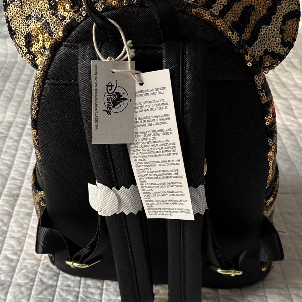 Loungefly Leopard Sequin Backpack with Black Bow … - image 4